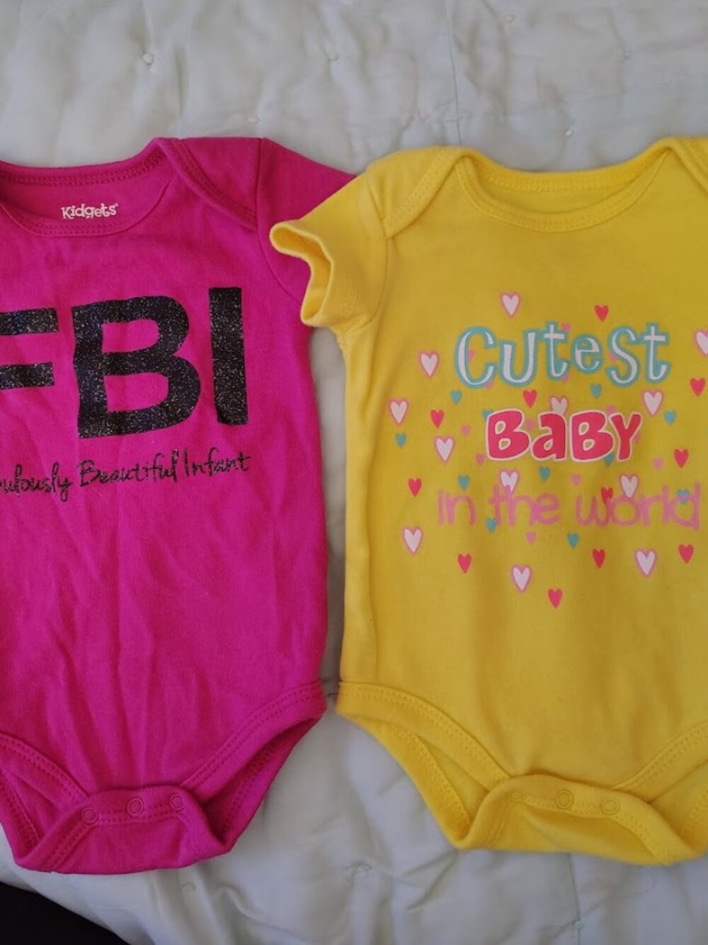 Infant Girls Kidgets Onesies Short Sleeve Set of 2 Size 0-3 Months